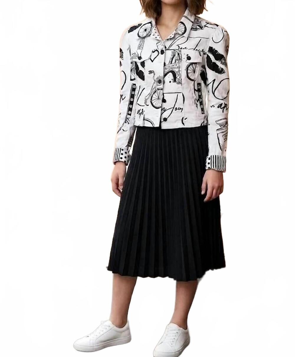 NEW BEREK paris theme cropped jacket in black white